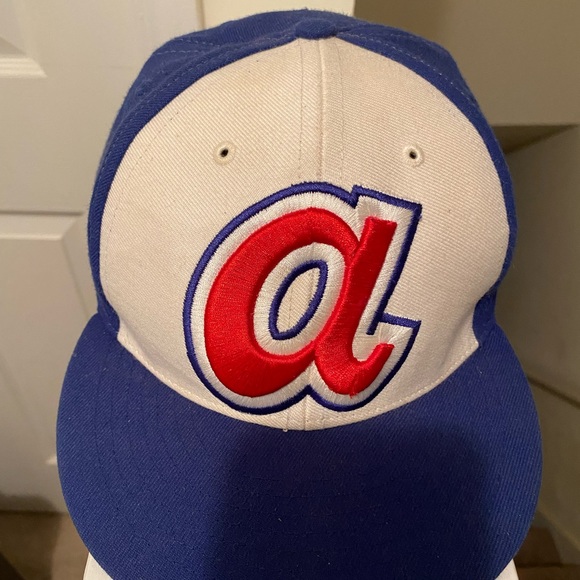 Atlanta Braves 1974 Cooperstown Collection Blue & Red Vintage Lowercase A Hat - Picture 2 of 7